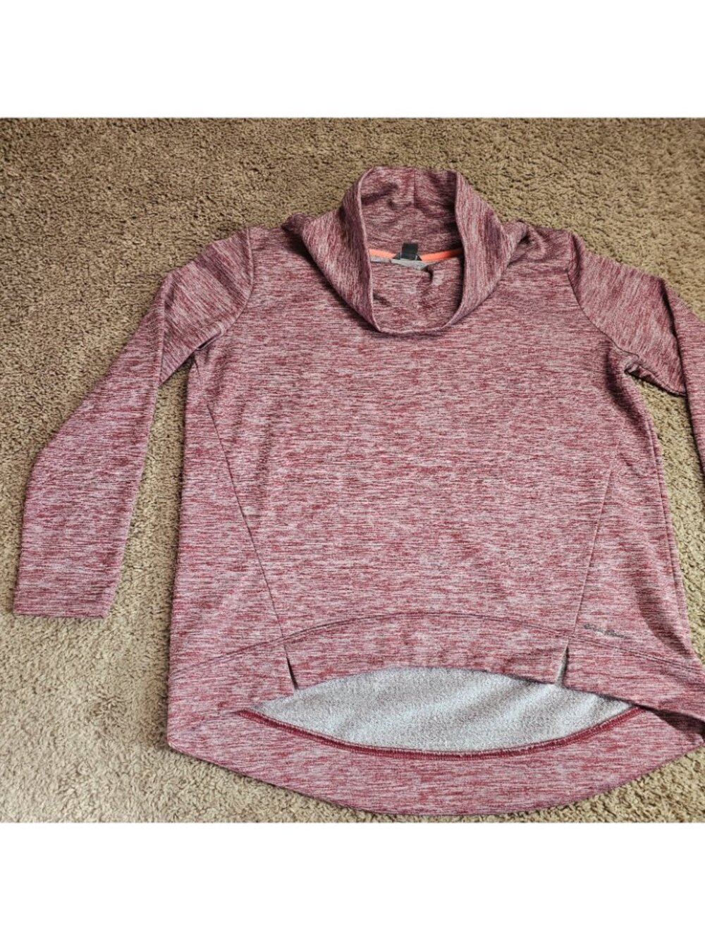 Eddie Bauer Cowl Neck Pullover Womens L Red High Low Hem Sweatshirt Athleisure - Picture 2 of 9